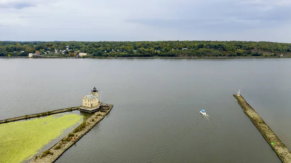 Rondout Lighthouse Hudson River Nautical Marine Scene Kingston NY — Stock Photo, Image