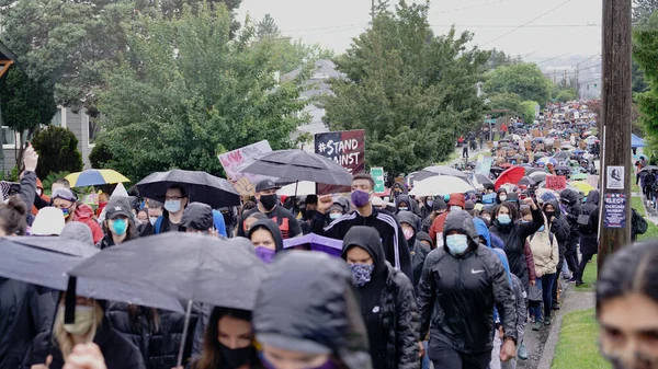 Seattle Mart Abd Barışçıl Protestolar Tabelalar Adam Insan Insan Şehir — Stok fotoğraf