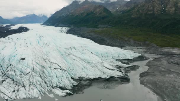 Glacier Mantanuska Débit Glace Chugach Mountains Alaska — Video