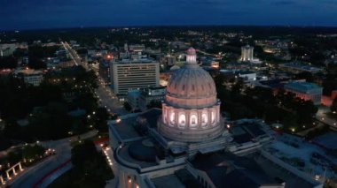 Jefferson City Missouri Başkent Binası Gece Işıkları