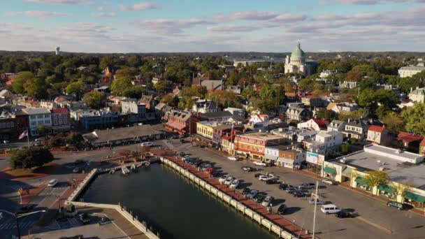 Aerial Harbor View Accademia Militare Annapolis Capitale Del Maryland — Video Stock