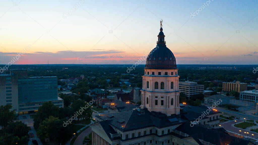 Pink and Orange light remains after the Sun hides away behind the horizon in Topeka Kansas