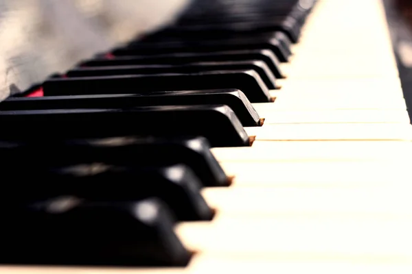 Close Piano Keys Black White Light Little Sepia — Stock Photo, Image