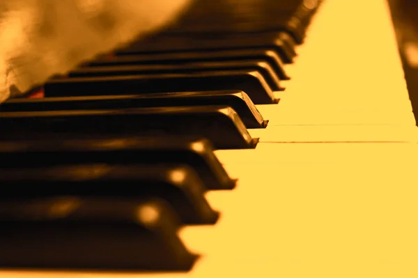 Close Piano Keys Little Yellow Sepia Inspiration — Stock Photo, Image