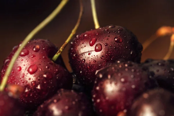 Fruits Frais Mûrs Cerise Rouge Foncé Pour Manger Des Vitamines — Photo
