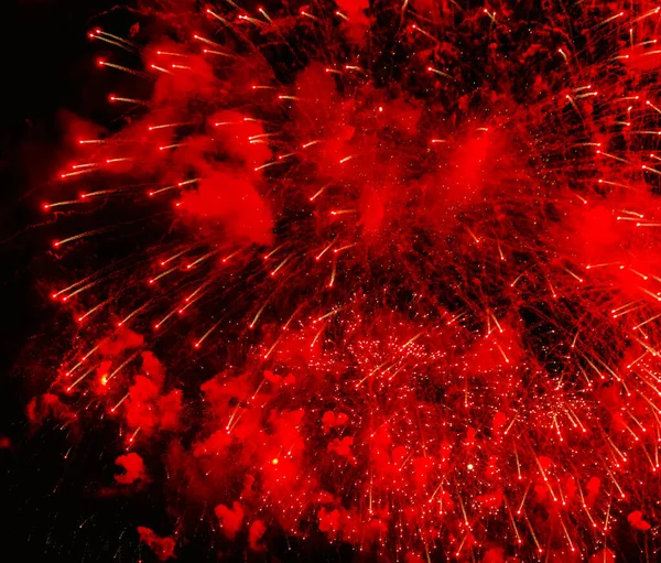 Большой Спрей Красного Фейерверка Черном Фоне — стоковое фото