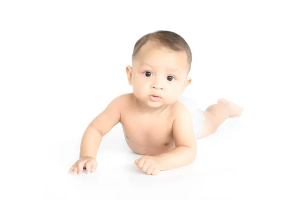 Retrato Bebé Niño Aislado Sobre Fondo Blanco — Foto de Stock