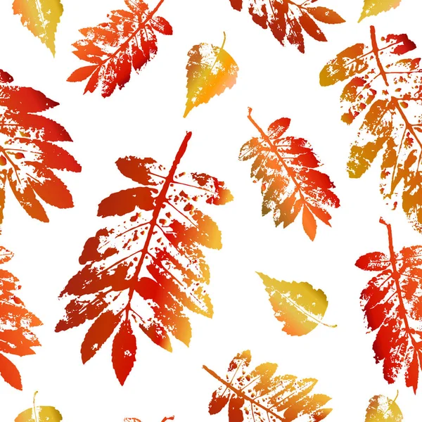 Vektor Nahtlose Muster Mit Herbst Bunten Baumblättern Von Eberesche Und — Stockvektor