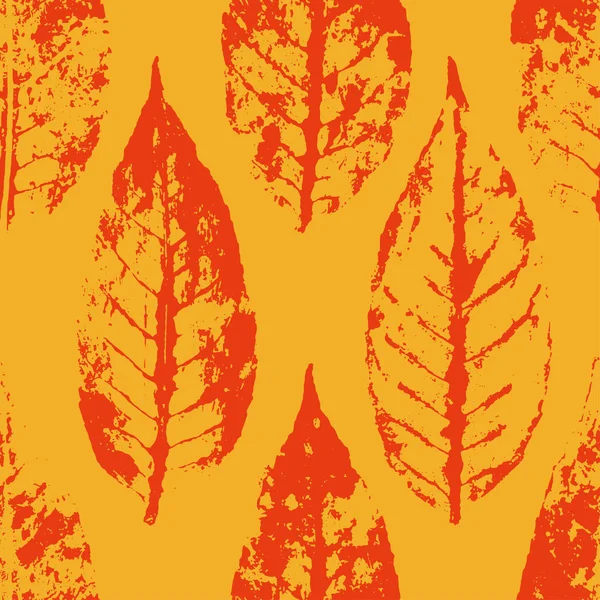 Sarı arka plan üzerinde vektör seamless modeli ile derin turuncu sonbahar yaprakları.