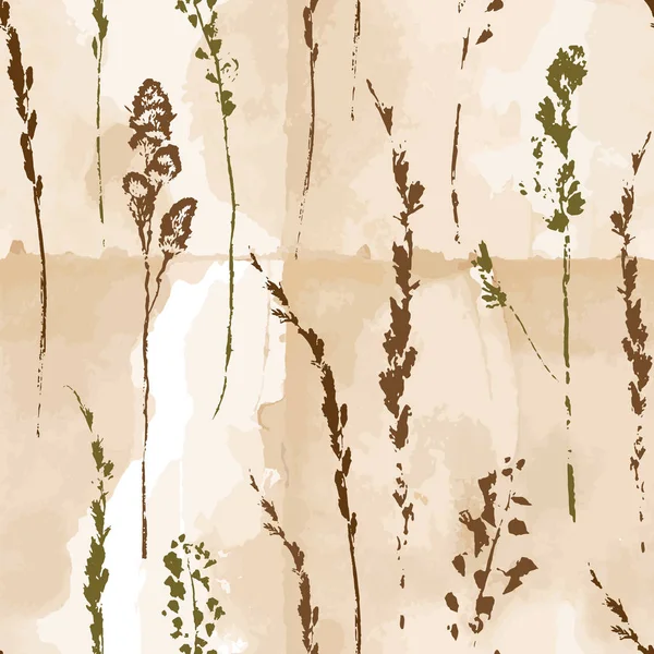 Vintage Kağıt arka plan üzerinde farklı otlar vektör seamless modeli ile yazdırır.