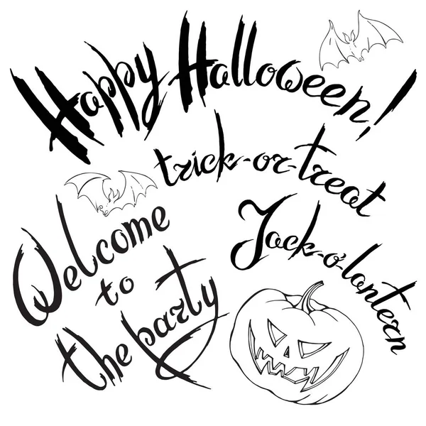 Cadılar Bayramı tasarım vektör kelimeler. Elle çizilmiş.