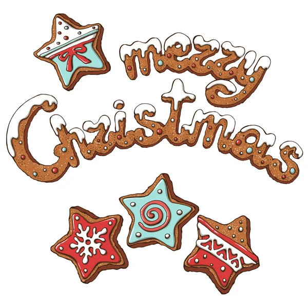 Vektör yıldız biçimli Zencefil Ekmek Çerezler ve kelime 