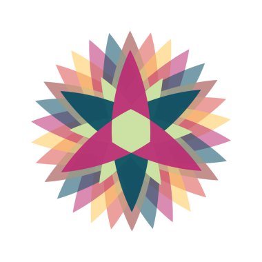 Soyut renkli vetor çiçek logosu. İzole altı sivri uçlu yıldız.