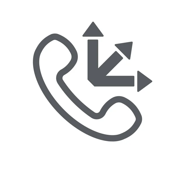 Icono de llamada saliente con auricular de contorno y flechas — Vector de stock