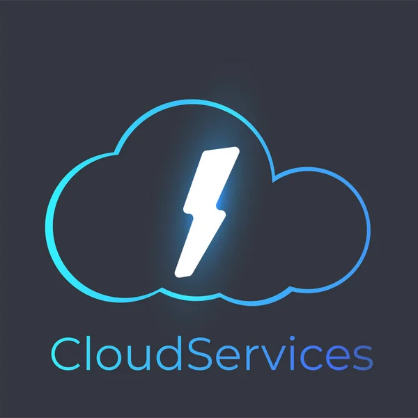 Logo de servicios de nube vectorial con relámpago brillante — Archivo Imágenes Vectoriales