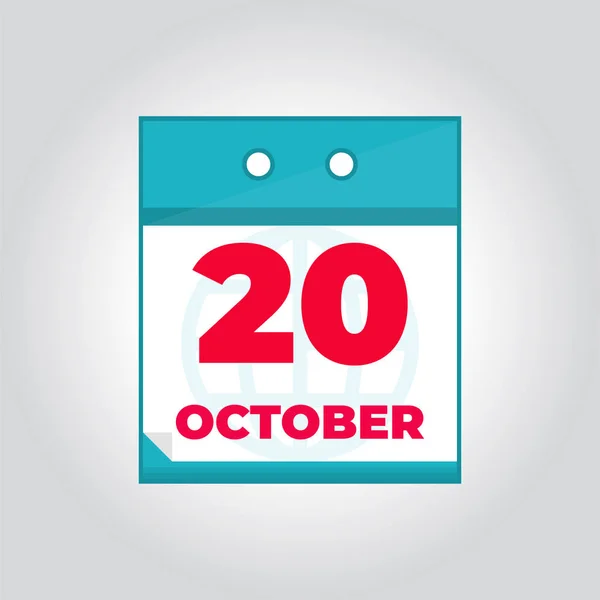 Иконка плоского вектора календаря на 20 октября — стоковый вектор