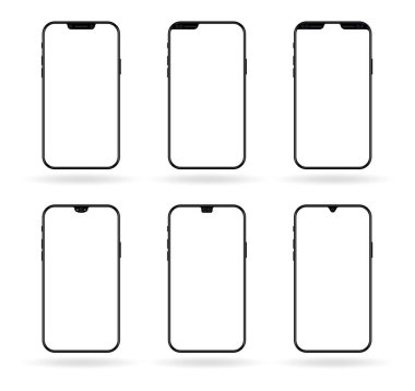 Farklı çentik smartphone mockup kümesi görüntülemek