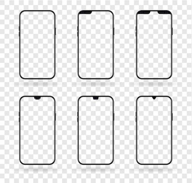 Farklı çentik smartphone mockup kümesi görüntülemek