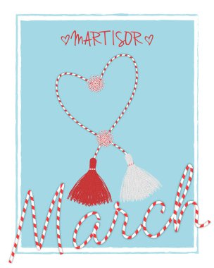 MARTISOR) Odası (Mart vektör kartpostal şablonu