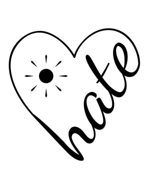 İllüstrasyon kalp şekli nefret Word'de yazı