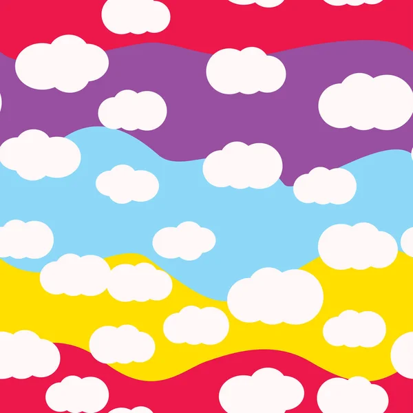 Облака яркие цвета вектор бесшовных узоров — стоковый вектор