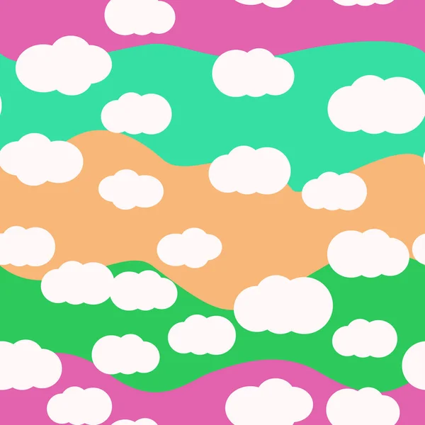 Nuvens cores brilhantes vetor padrão sem costura — Vetor de Stock