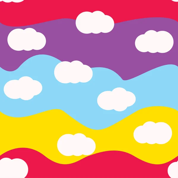 Clouds bright colors seamless pattern vector — Stock Vector