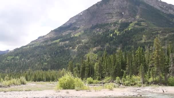 Parque Nacional Glaciar Montana Lagos Waterton Alberta Lago Flathead — Vídeos de Stock