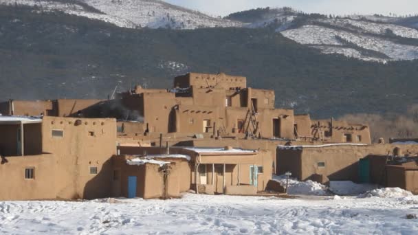 Taos New Mexico Pueblos Kışın — Stok video