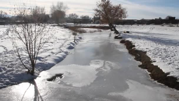 Taos New Mexico Pueblos Kışın — Stok video