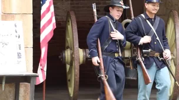 San Francisco Kaliforniya Civil War Canlandırma Fort Point San Francisco — Stok video