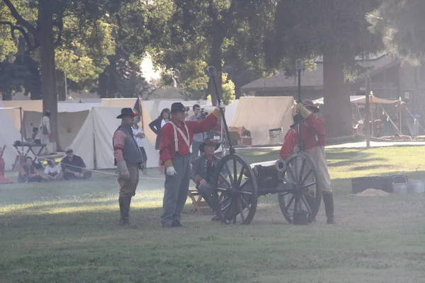 Guerre civile Reconstitution Fresno Californie — Photo