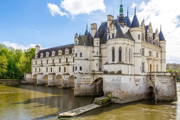 Krásný Zámek Chenonceau Plný Výhled Řeku Cher Údolí Loiry Francie — Stock fotografie