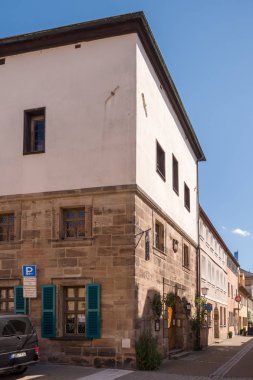 Erlangen, Almanya, 18 Ağustos 2019: Erlangen Almanya şehrinin eski su kulesi