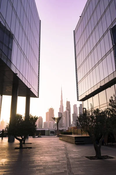 Dubai Tasarım Taslağı Birleşik Arap Emirlikleri Mar 2018 Cityscape Günbatımı — Stok fotoğraf