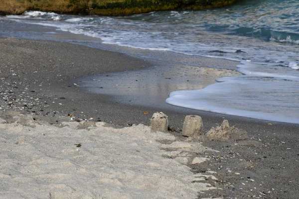 Castelos Areia Arruinados Costa Praia Costa Mar Negro Cidade Odessa — Fotografia de Stock