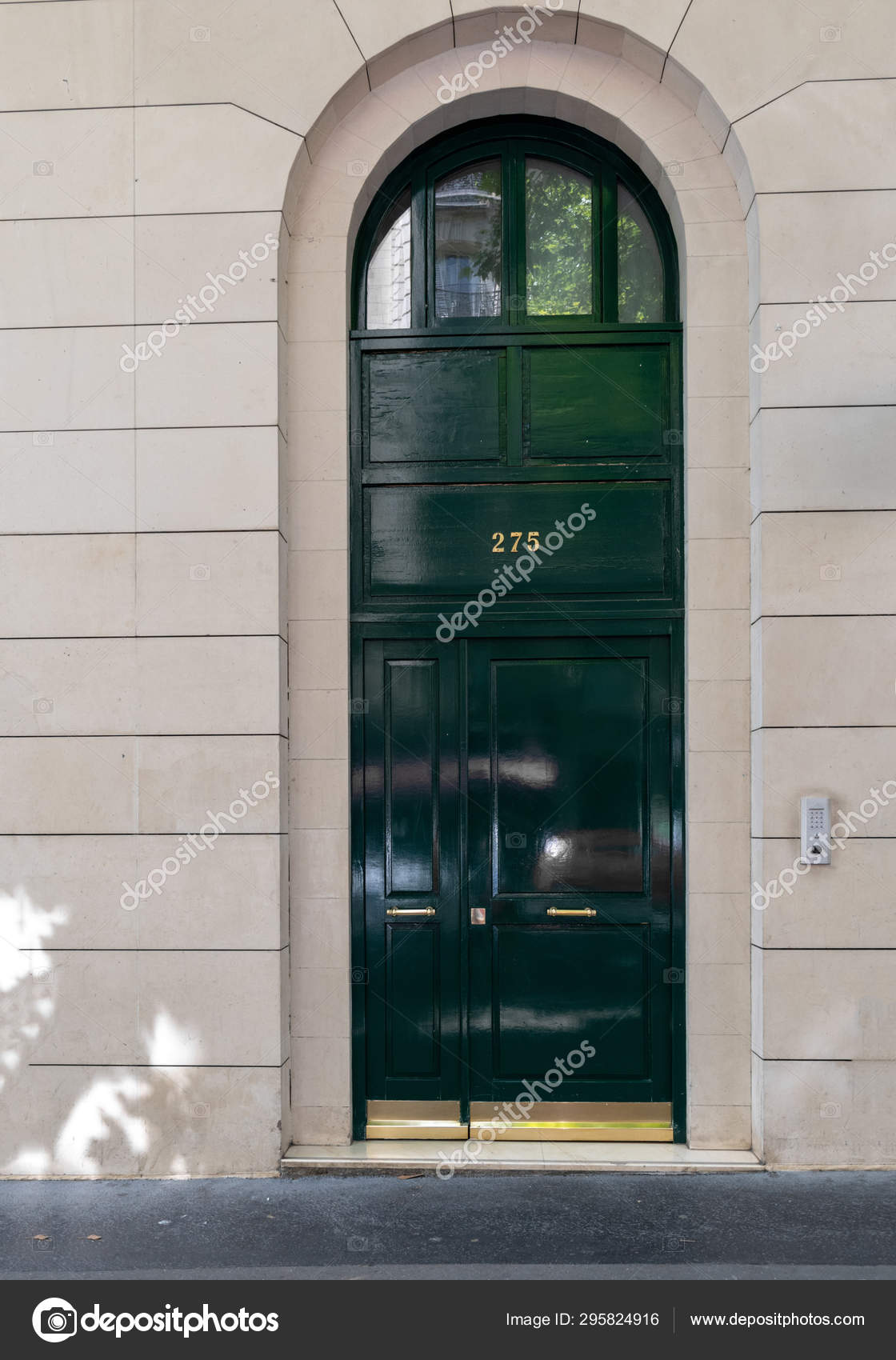 Antique Door Semicircular Top Framed Windows Wooden Door Painted