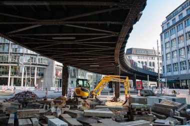 Hamburg, Almanya 'da yürüyüş. Şehir görünümü.