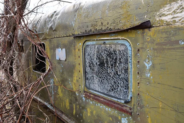 Metal box with broken window