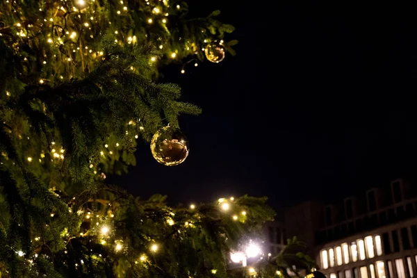 Decorated Fir Tree Festive Balls — Stock Photo, Image