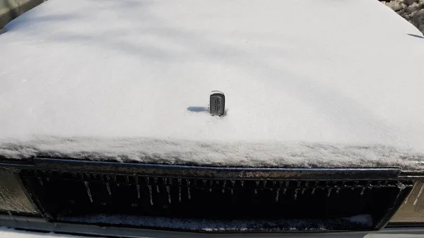 Snow Covered Car Details Winter — Stockfoto