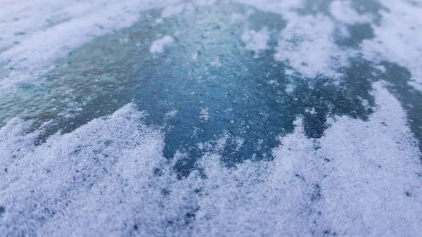 Κλείσιμο Αυτοκινήτου Καλυμμένο Χιόνι Χειμώνα — Φωτογραφία Αρχείου