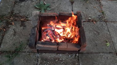 Açık hava bbq için Brezilya tuğlalarından yapılmış.