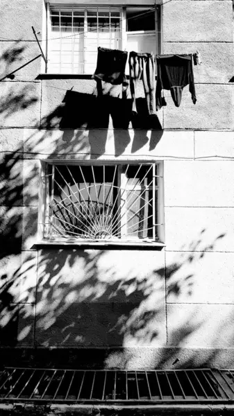 Detalhes Edifício Com Sombras Luzes — Fotografia de Stock