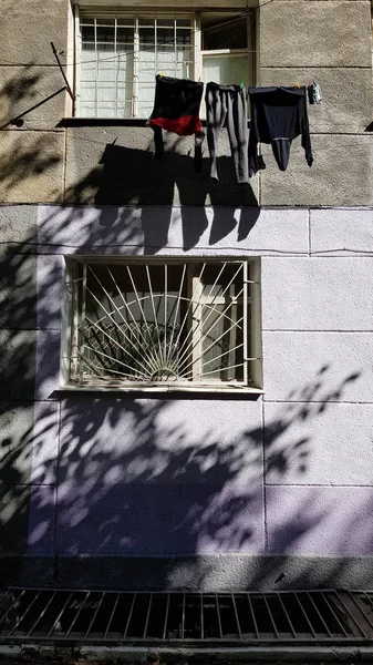 Detalhes Edifício Com Sombras Luzes — Fotografia de Stock