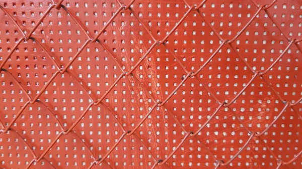 Red Metallic Fence Grid — Stock Photo, Image