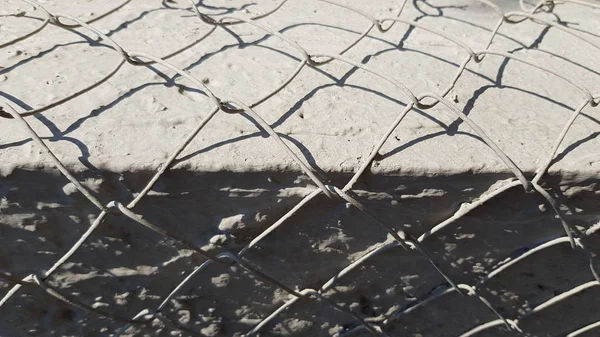 Old Cement Wall Metallic Grid — Stock Photo, Image