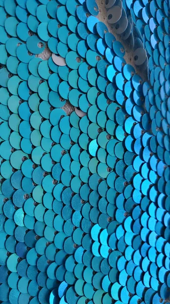 Bulanık Mavi Pulların Dokusu Balık Puluna Benziyor Turkuaz Işıltılı Kumaş — Stok fotoğraf