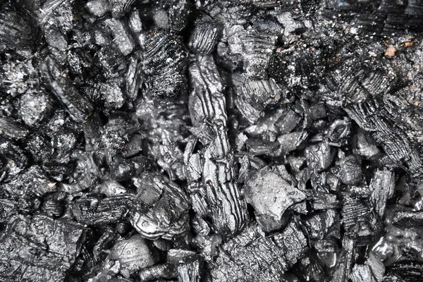 Selektiver Fokus Der Aschekohle Hintergrund Von Holzkohlestücken Abkühlung Textur Verbrannter — Stockfoto