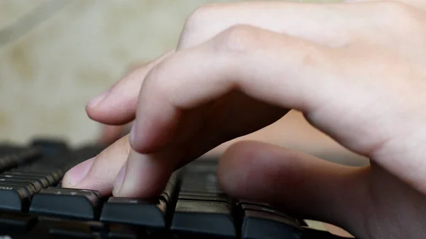 Fingers Touch Keyboards While Playing Computer Game Left Hand Typing — Stock Photo, Image